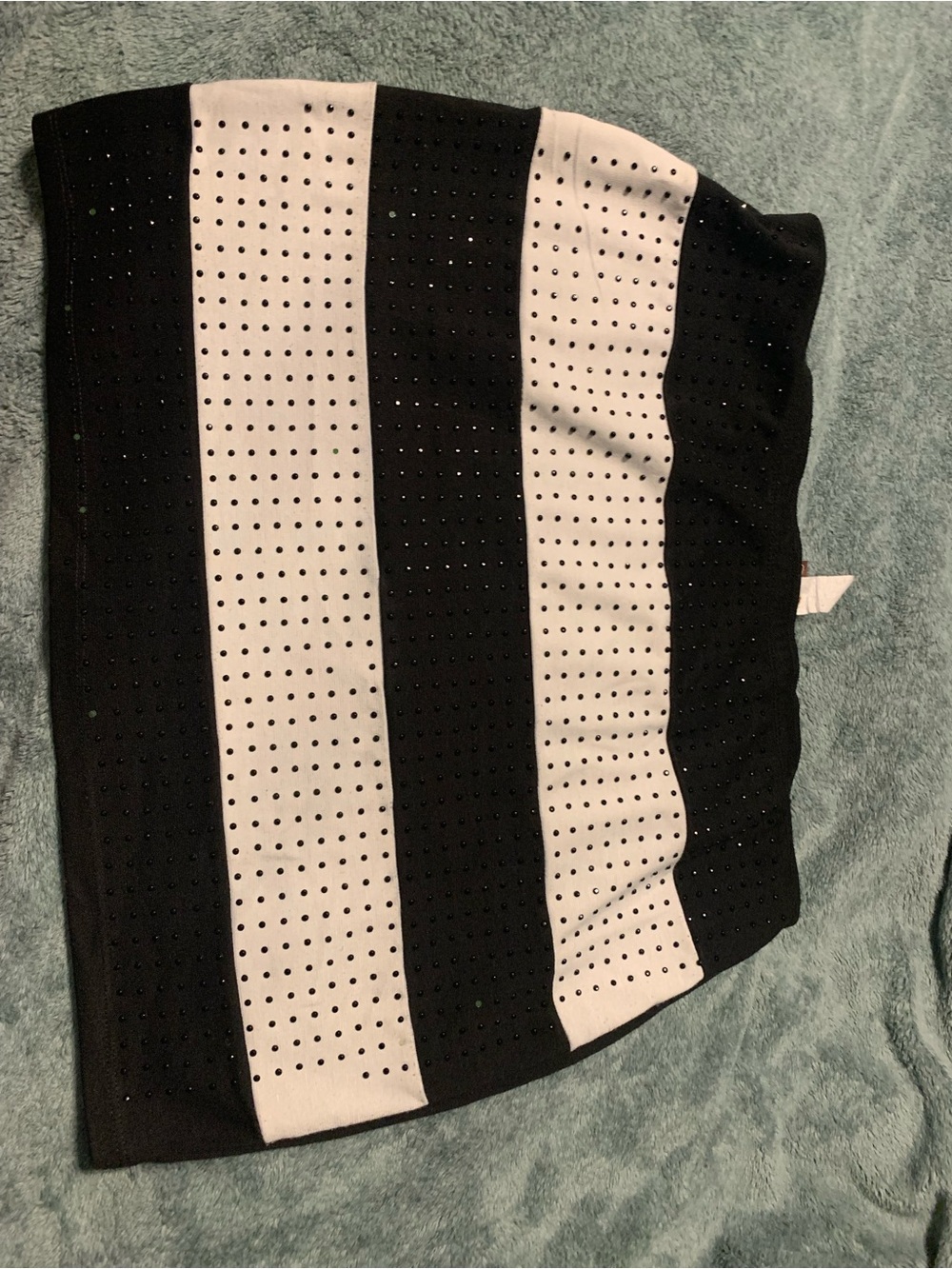 Janette Plus Black and White Striped Mini Skirt with Stud Detail